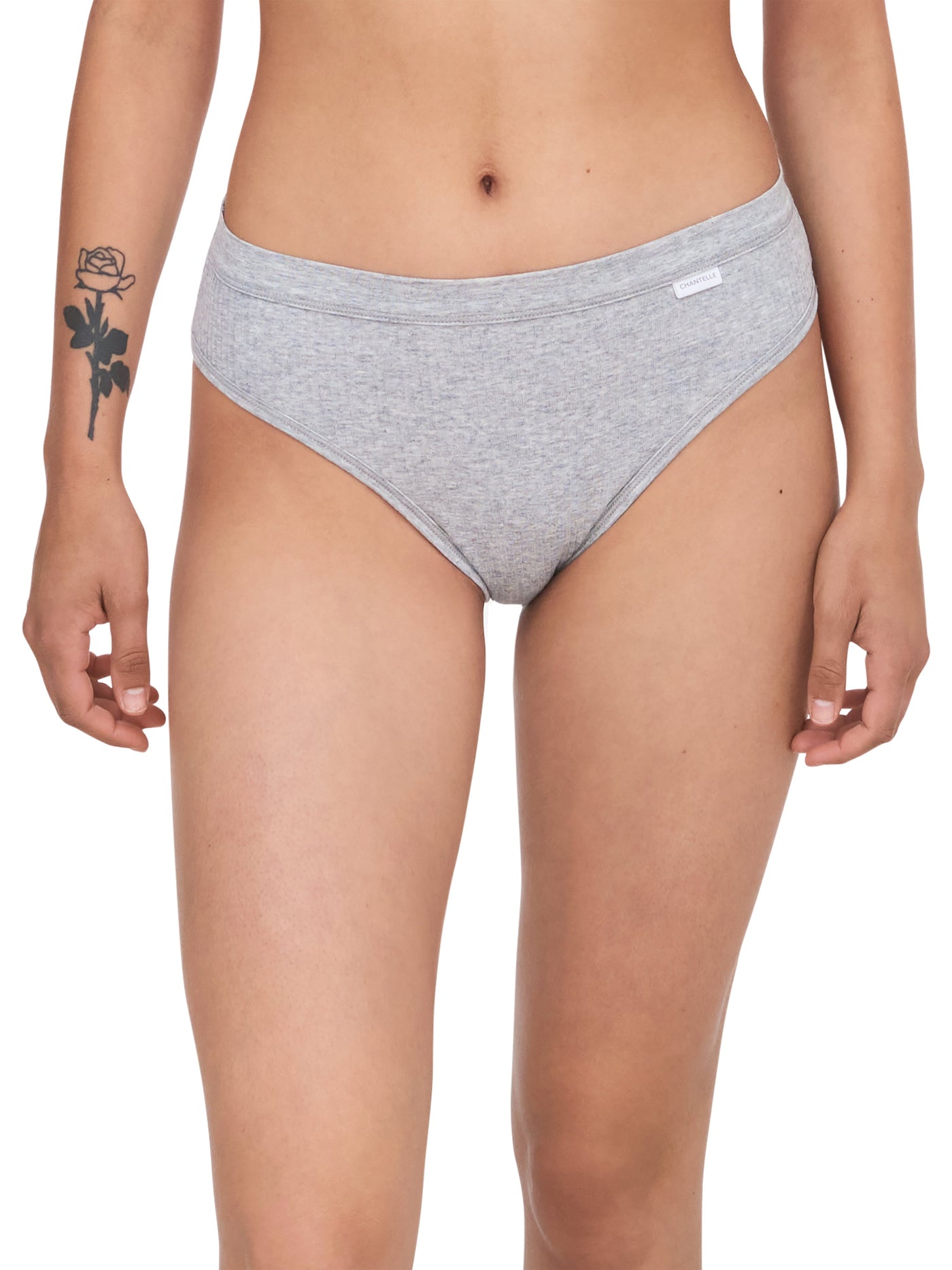 Chantelle - Coton Confort Slip Echancré Mixed Grey Chantelle Culotte Haute